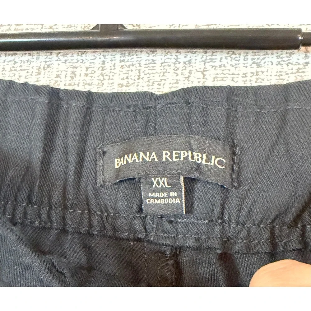 NWT Banana Republic Womens XXL Black Linen Blend Tapered Crop Pant‎ Pull On Prep